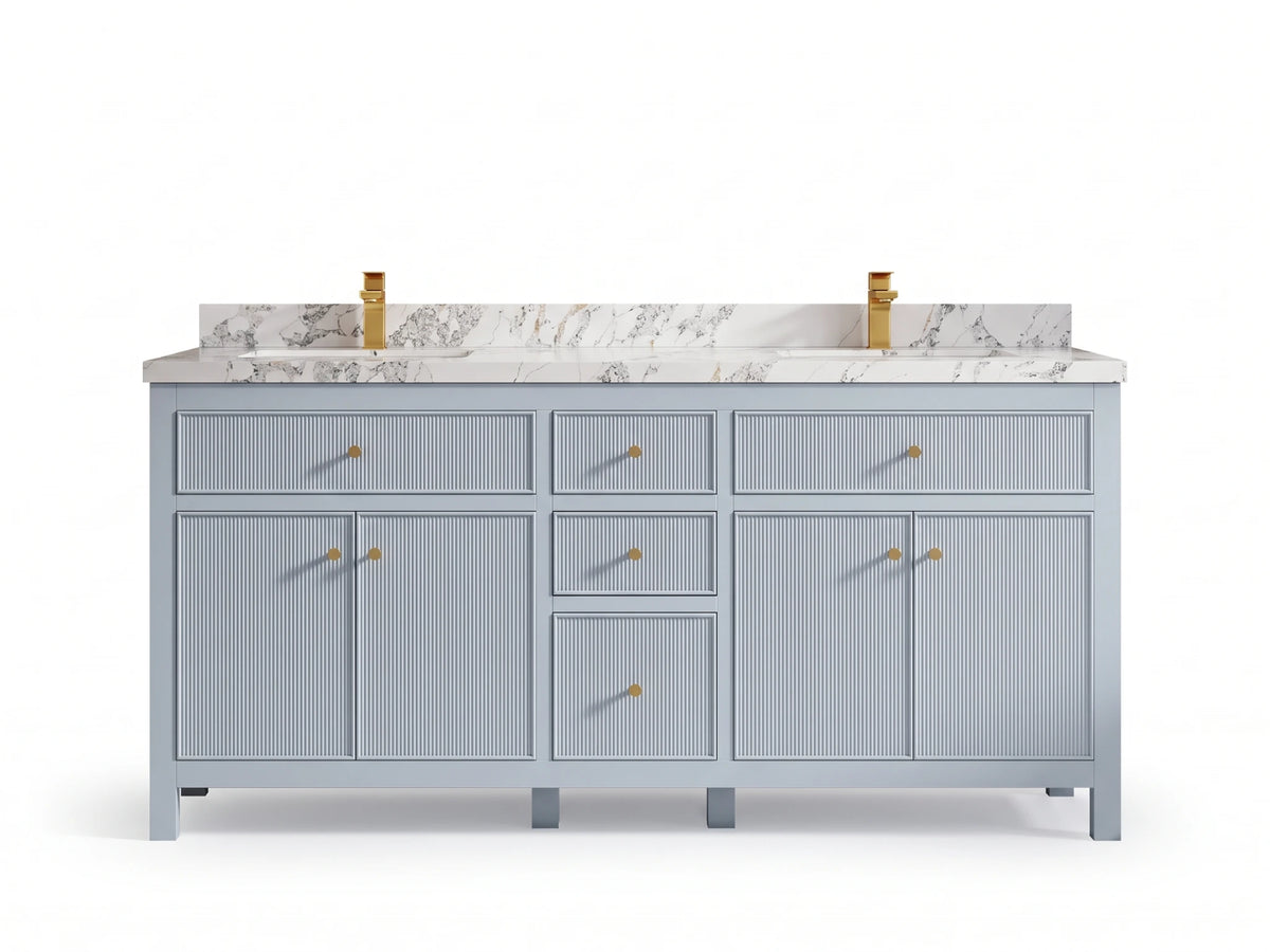 Sonoma 72 in W x 22 in D Free Standing Reeded Double Sink Bathroom Vanity