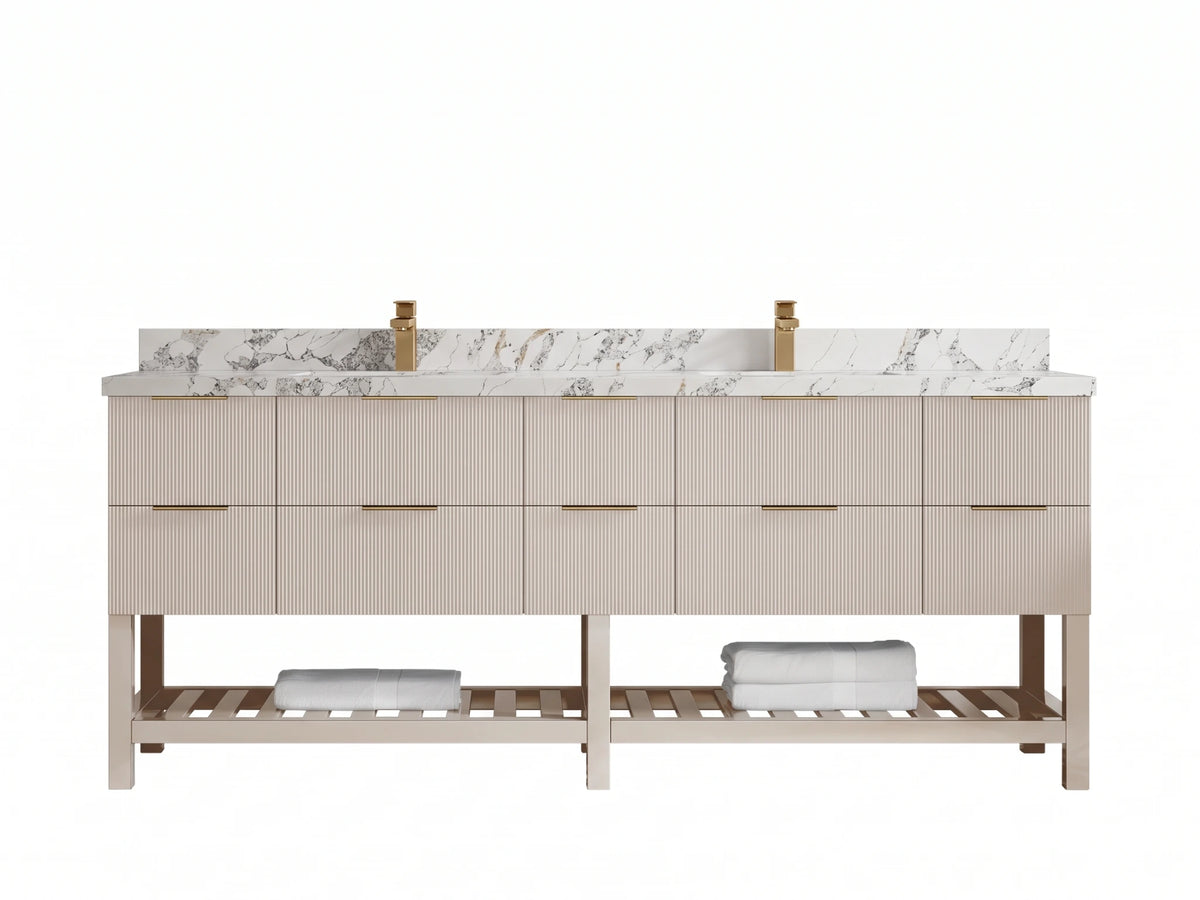 Catalina 84 in W x 22 in D Free Standing Reeded Double Sink Bathroom Vanity