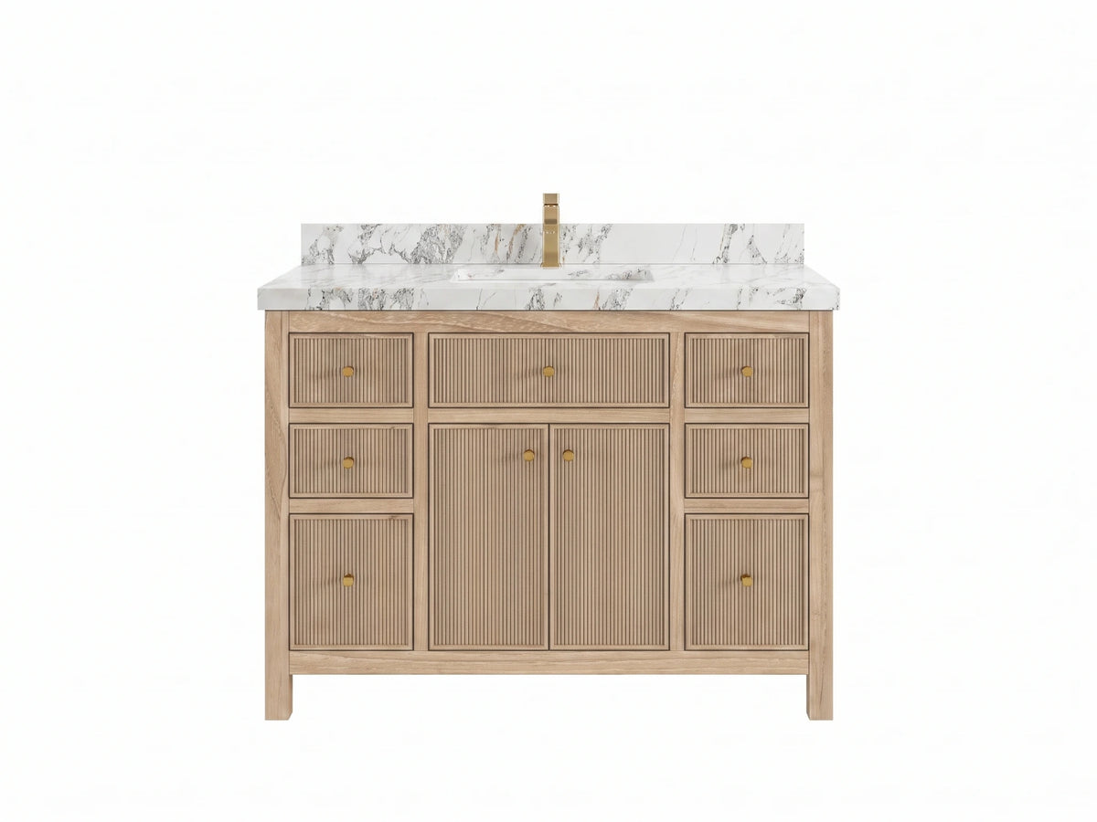 Sonoma Reeded Teak Wood 48 in. W x 22 in. D Single Sink Bathroom Vanity