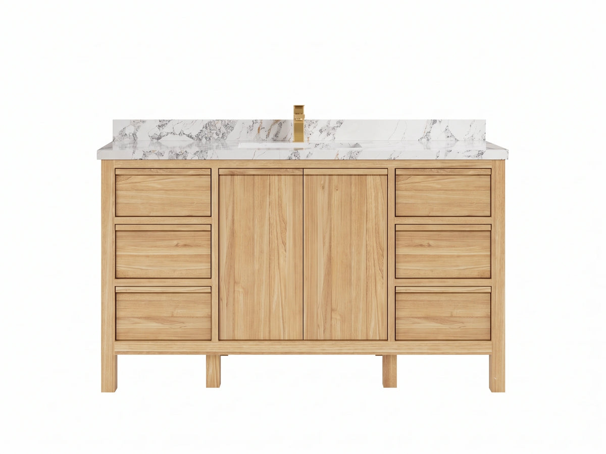 Elizabeth Teak Wood 60 in. W x 22 in. D Single Sink Bathroom Vanity