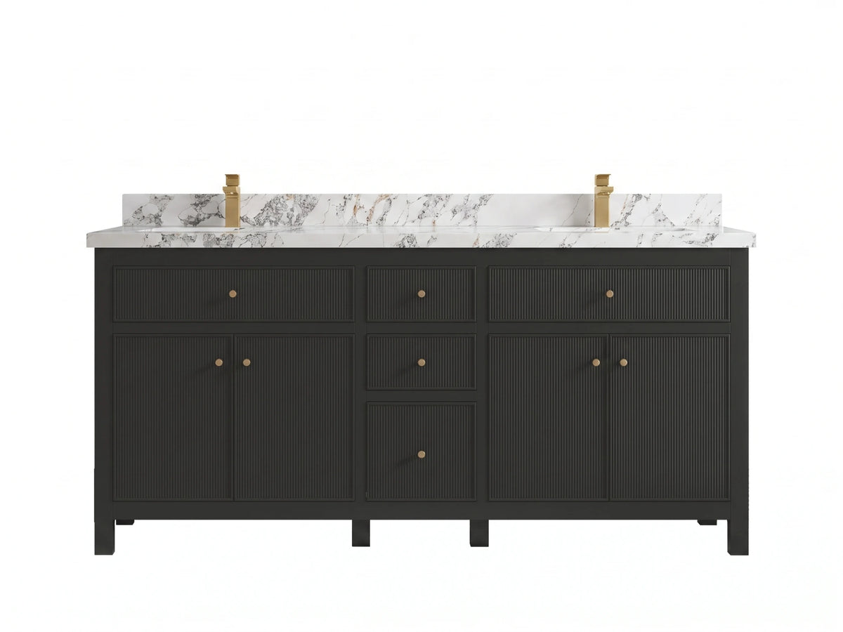 Sonoma 72 in W x 22 in D Free Standing Reeded Double Sink Bathroom Vanity