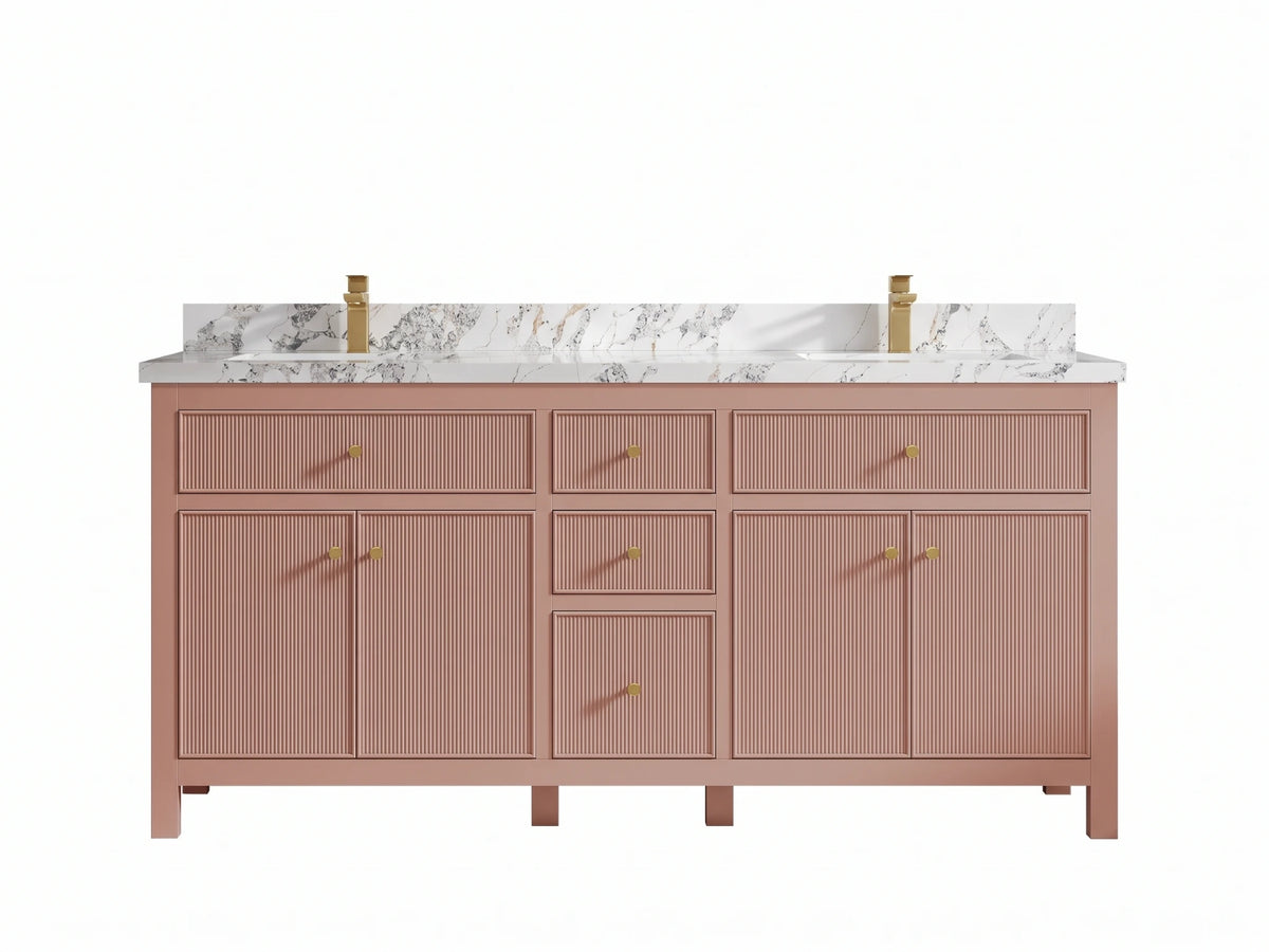 Sonoma 72 in W x 22 in D Free Standing Reeded Double Sink Bathroom Vanity