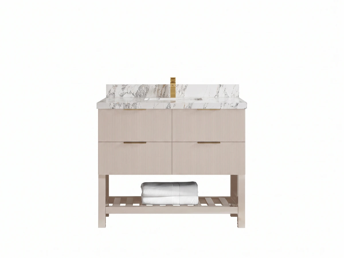 Catalina 42 in W x 22 in D Free Standing Reeded Single Sink Bathroom Vanity