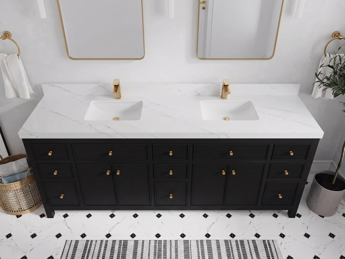 Sonoma 84 in W x 22 in D Free Standing Reeded Double Sink Bathroom Vanity