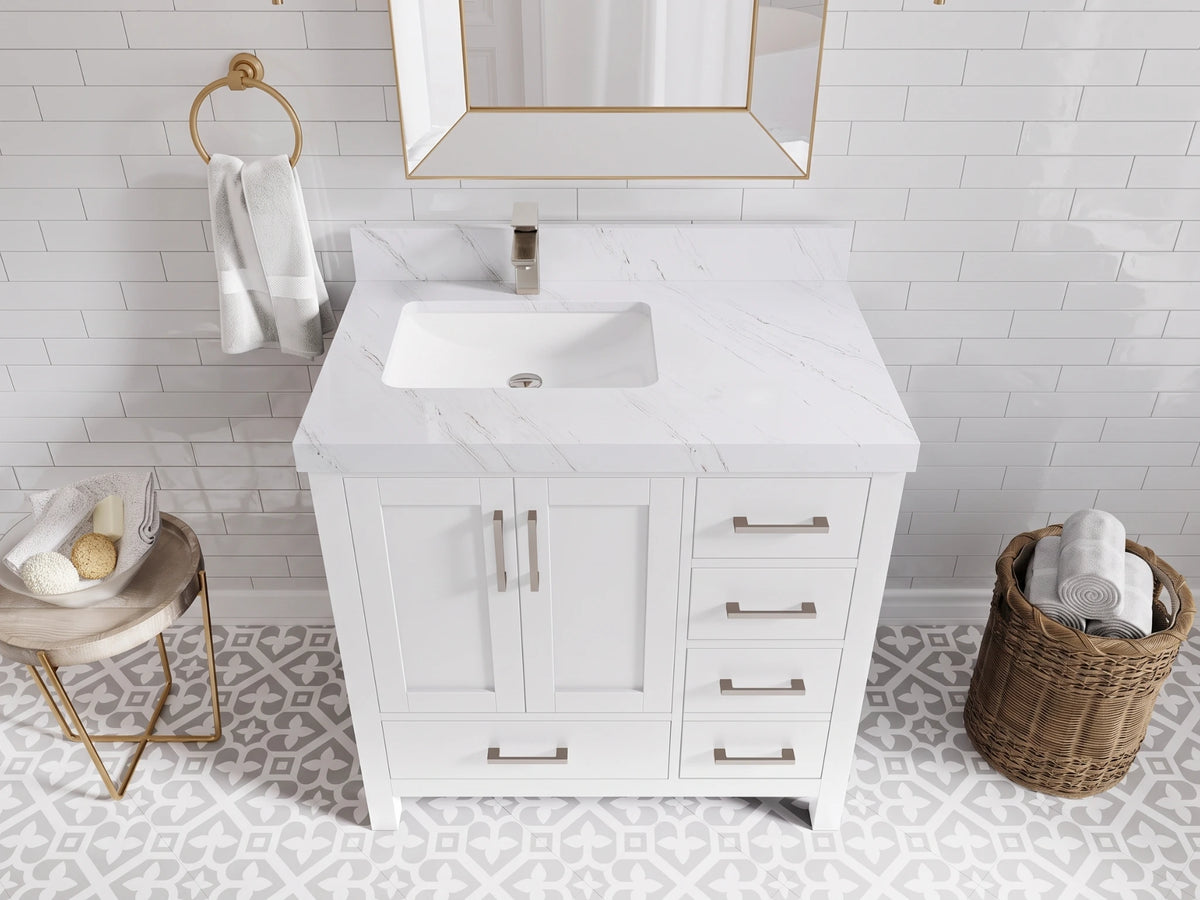 Malibu 36 in. W x 22 in. D Left Offset Sink Bathroom Vanity