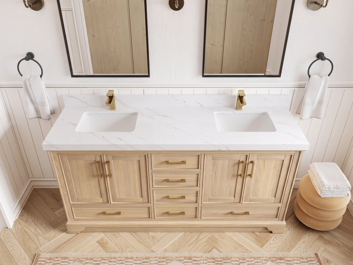 Charlotte White Oak 72 in. W x 22 in. D Double Sink Bathroom Vanity