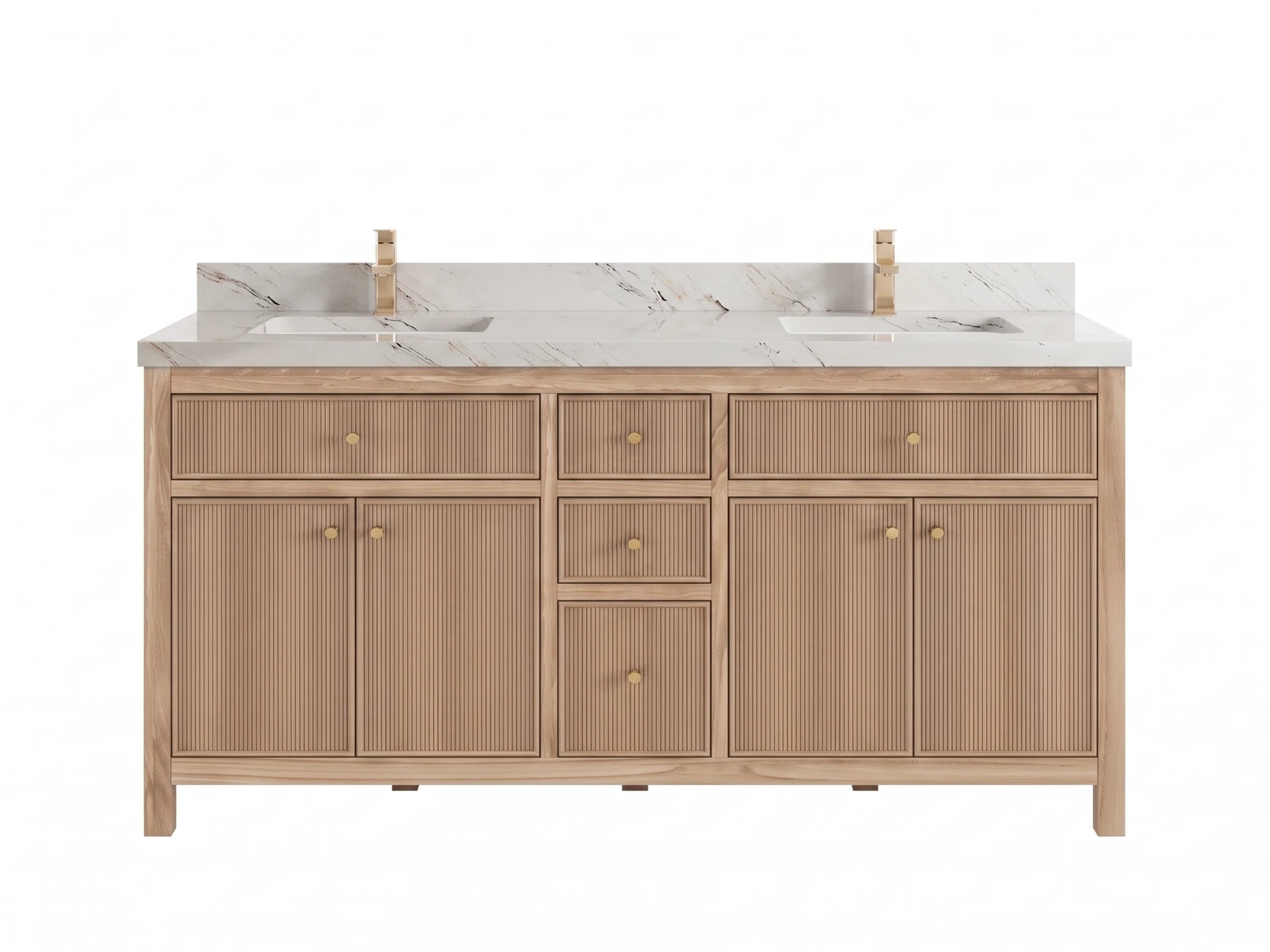 Sonoma Reeded Teak Wood 60 in. W x 22 in. D Double Sink Bathroom Vanity
