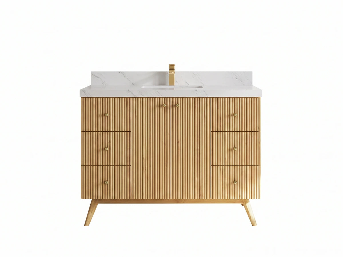 Pasadena Teak Wood 48 in. W x 22 in. D Single Sink Bathroom Vanity