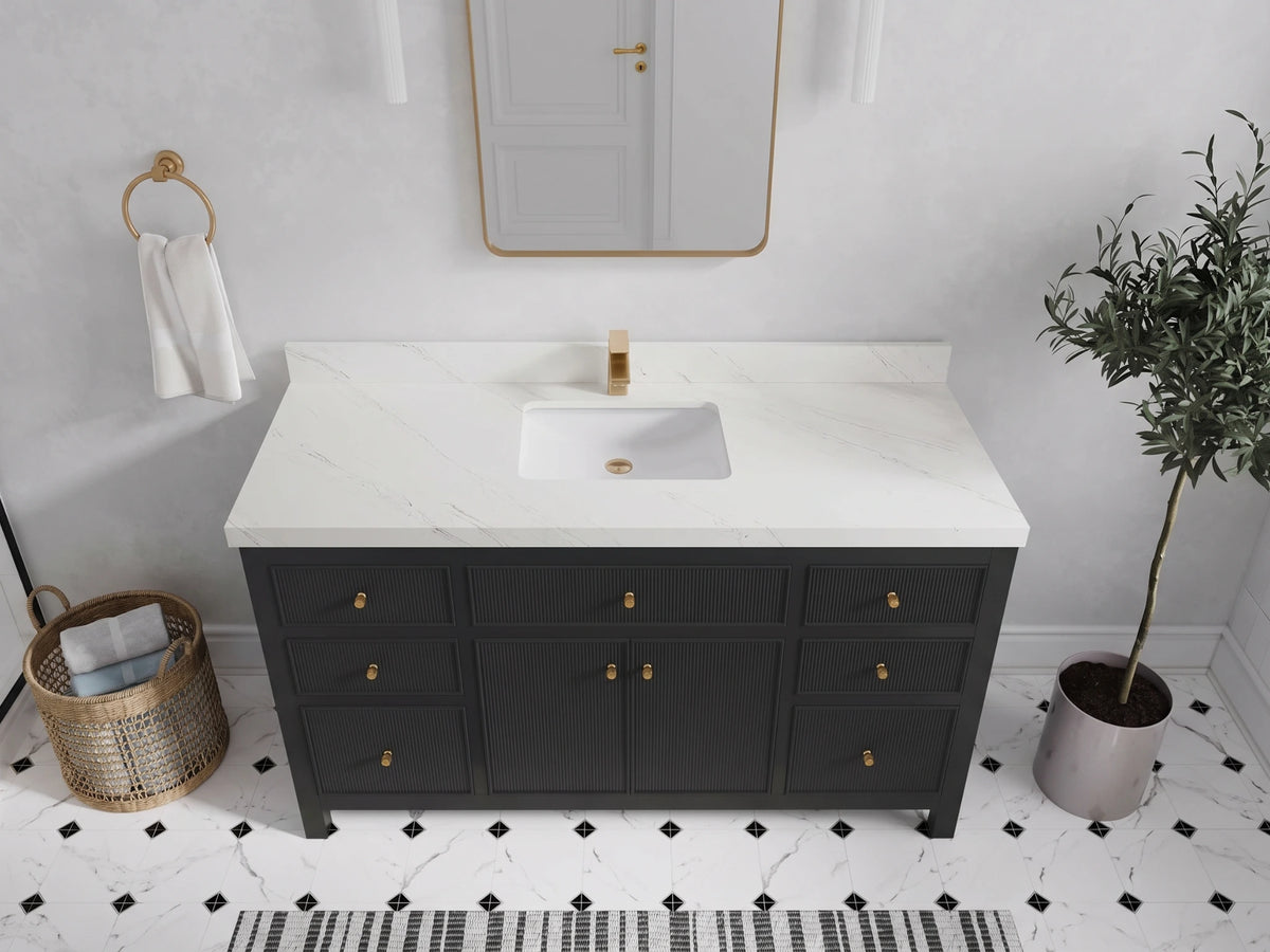 Sonoma 60 in W x 22 in D Free Standing Reeded Single Sink Bathroom Vanity