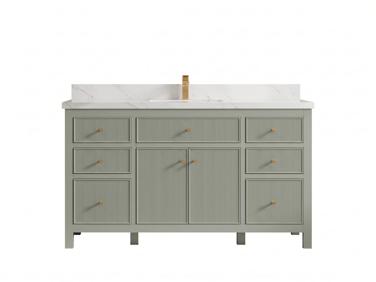 Sonoma 60 in W x 22 in D Free Standing Reeded Single Sink Bathroom Vanity
