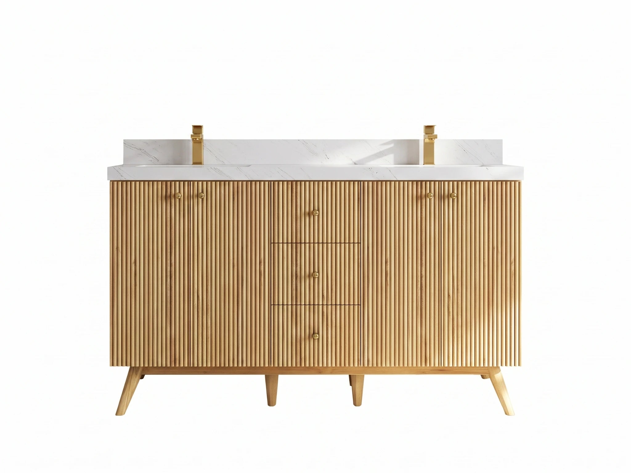 Pasadena Teak Wood 60 in. W x 22 in. D Double Sink Bathroom Vanity