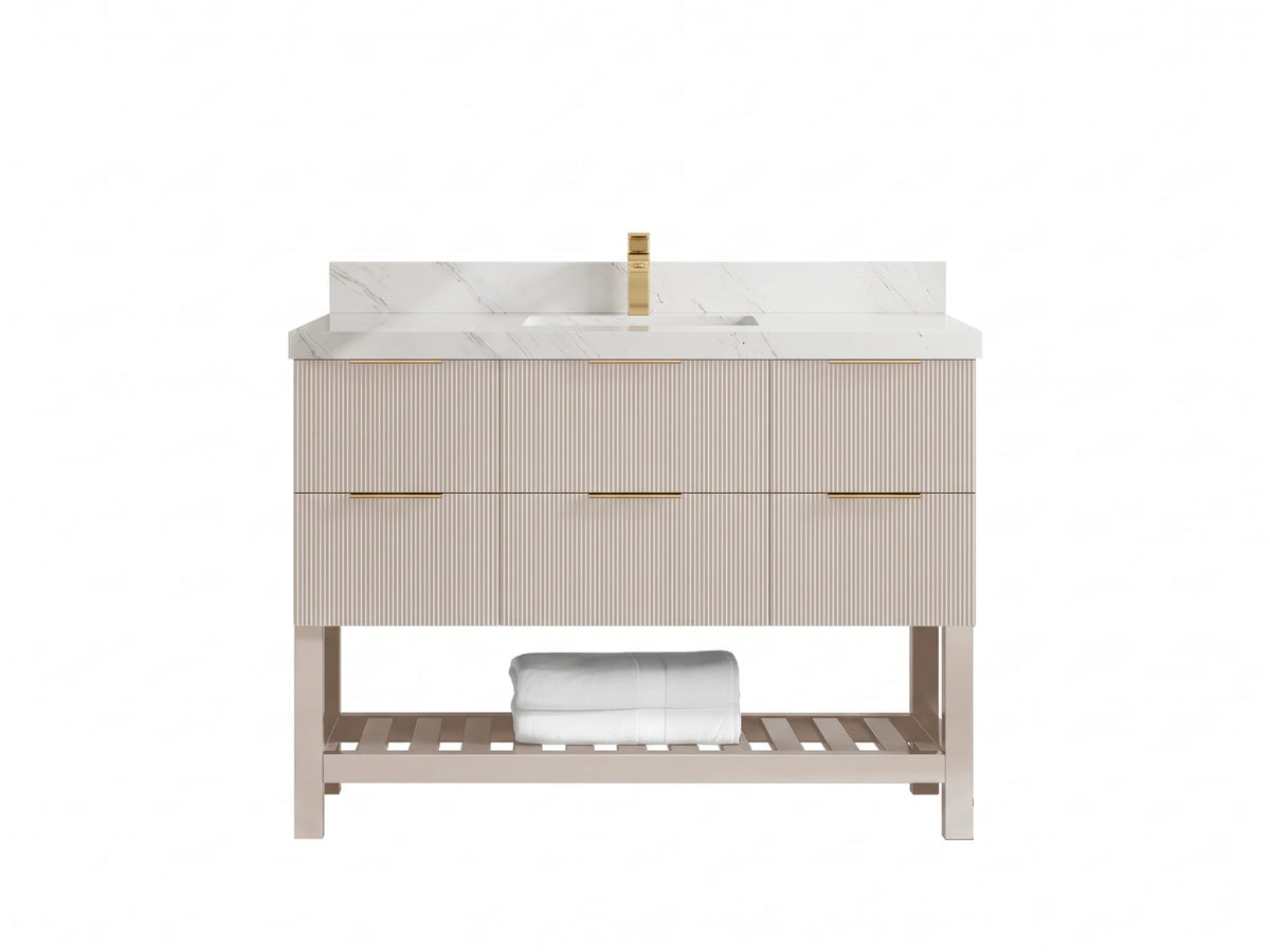 Catalina 48 in W x 22 in D Free Standing Reeded Single Sink Bathroom Vanity