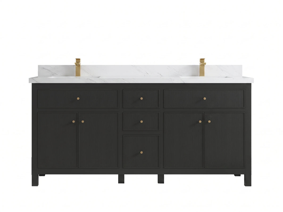 Sonoma 72 in W x 22 in D Free Standing Reeded Double Sink Bathroom Vanity