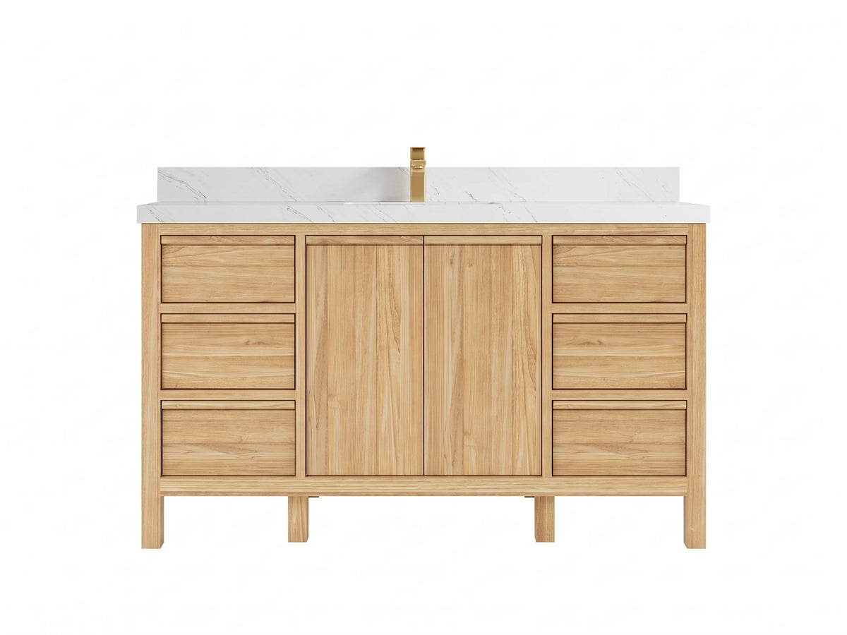 Elizabeth Teak Wood 60 in. W x 22 in. D Single Sink Bathroom Vanity