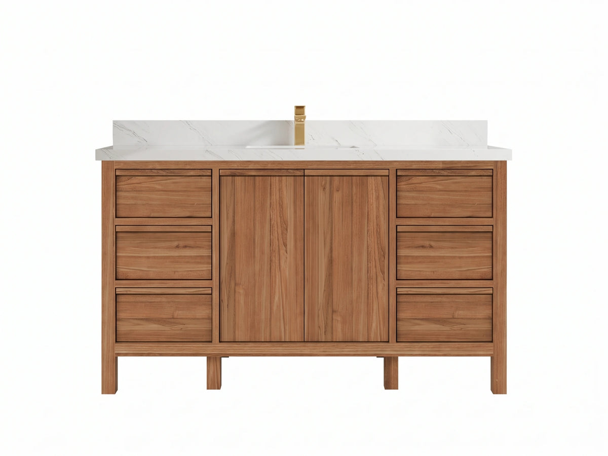Elizabeth Teak Wood 60 in. W x 22 in. D Single Sink Bathroom Vanity