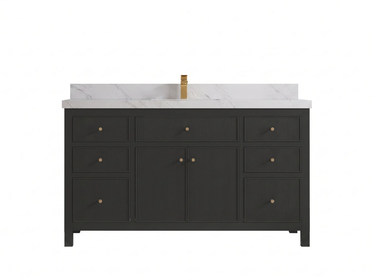 Sonoma 60 in W x 22 in D Free Standing Reeded Single Sink Bathroom Vanity