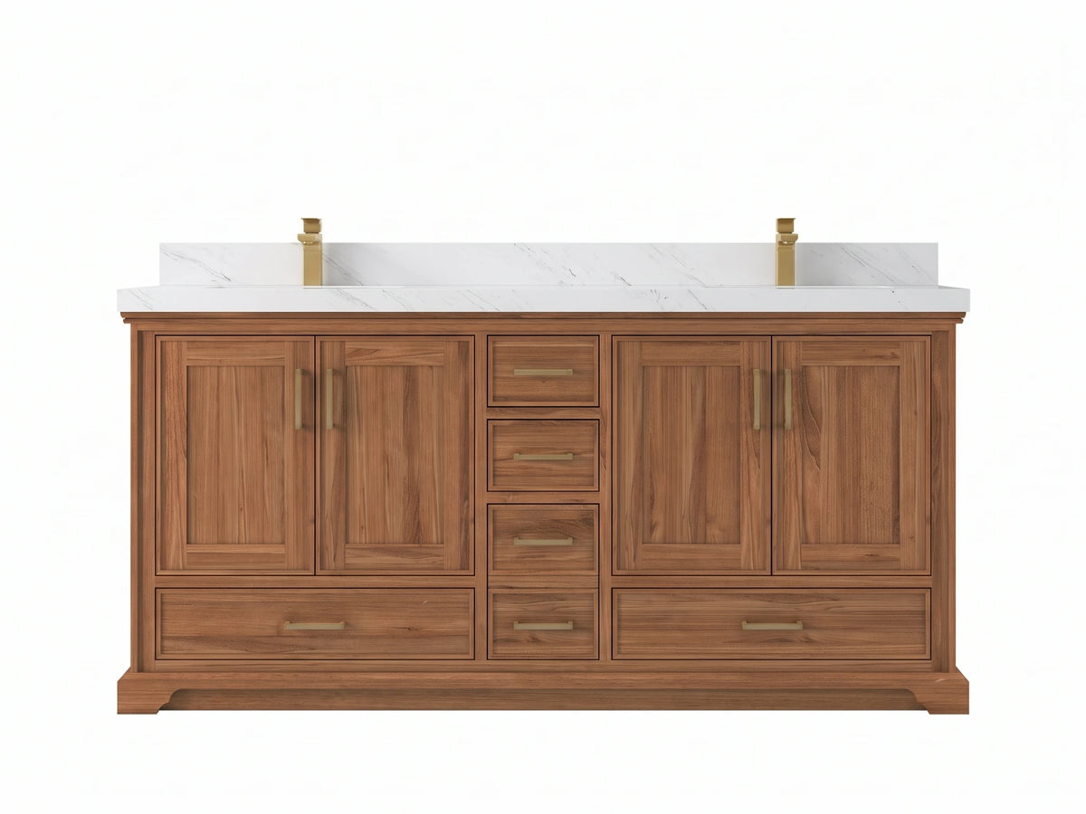 Charlotte Teak Wood 72 in. W x 22 in. D Double Sink Bathroom Vanity