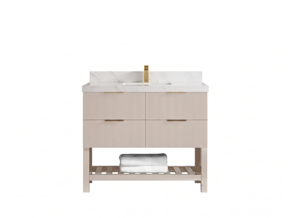 Catalina 42 in W x 22 in D Free Standing Reeded Single Sink Bathroom Vanity