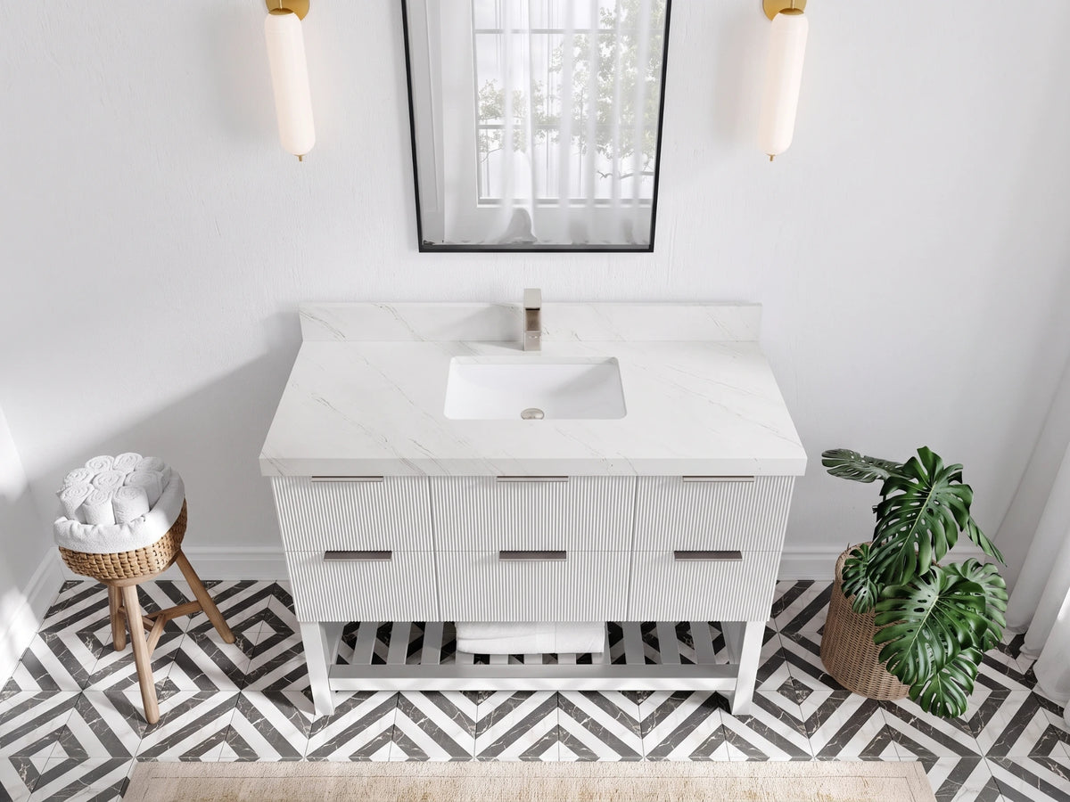 Catalina 48 in W x 22 in D Free Standing Reeded Single Sink Bathroom Vanity
