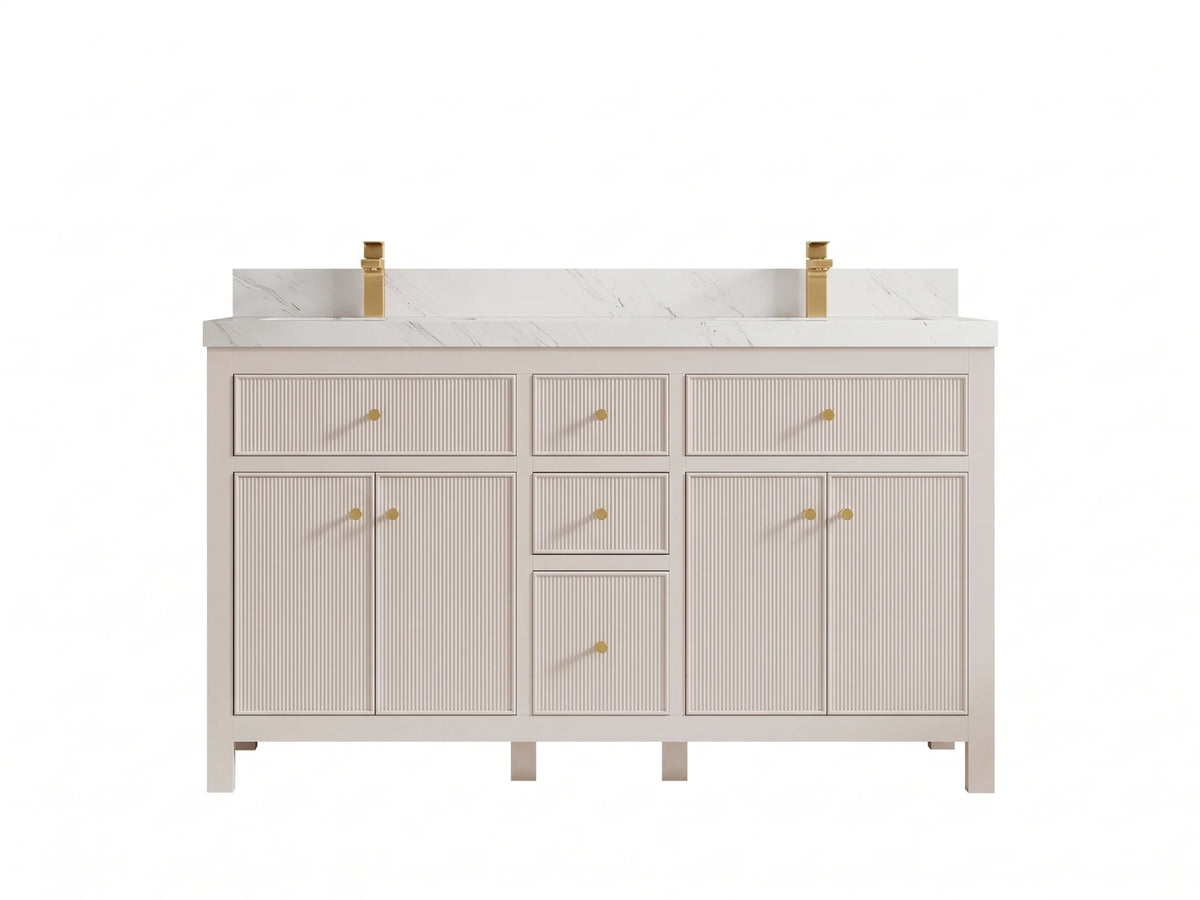 Sonoma 60 in W x 22 in D Free Standing Reeded Double Sink Bathroom Vanity