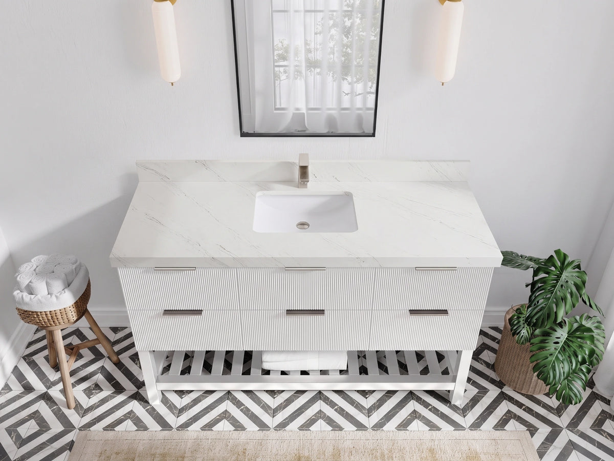 Catalina 60 in W x 22 in D Free Standing Reeded Single Sink Bathroom Vanity