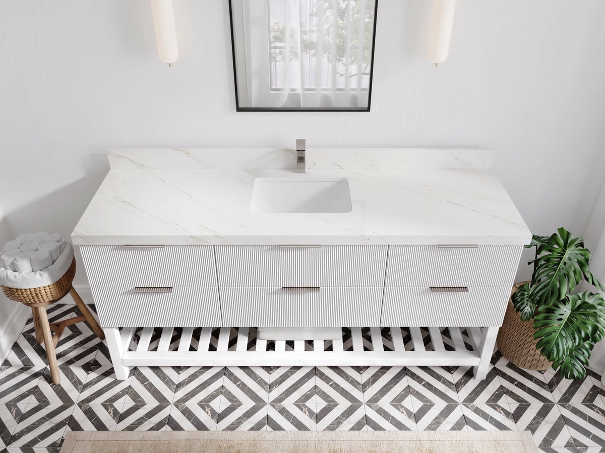 Catalina 72 in W x 22 in D Free Standing Reeded Single Sink Bathroom Vanity