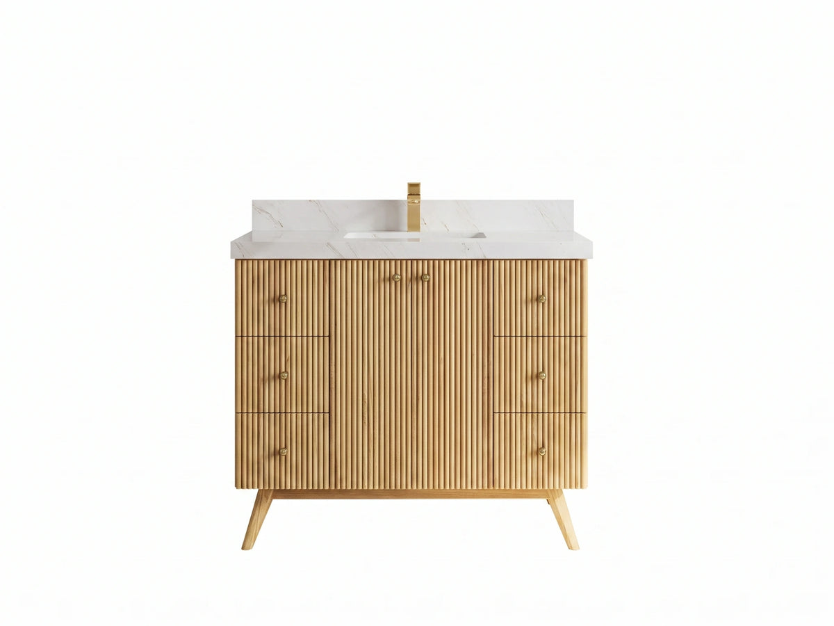 Pasadena Teak Wood 42 in. W x 22 in. D Single Sink Bathroom Vanity