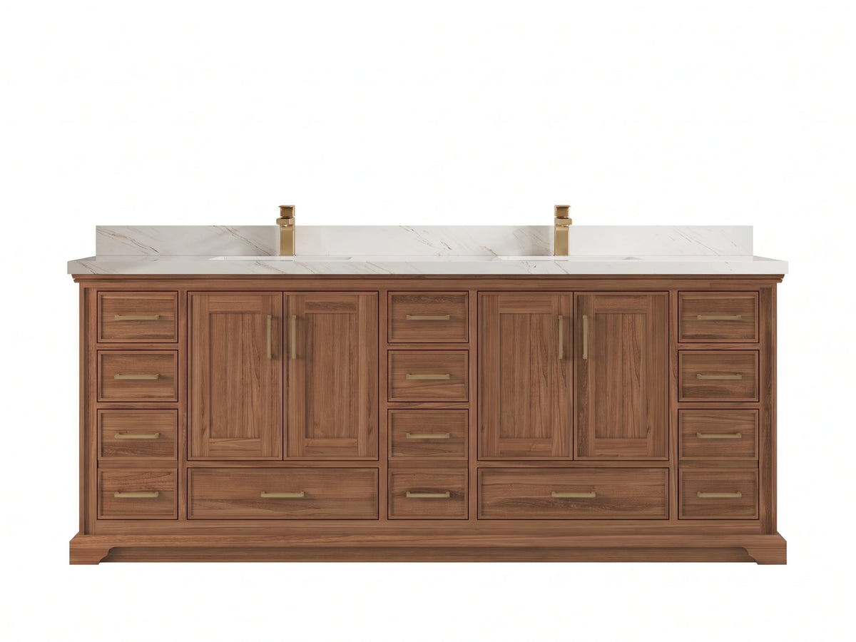 Charlotte Teak Wood 84 in. W x 22 in. D Double Sink Bathroom Vanity