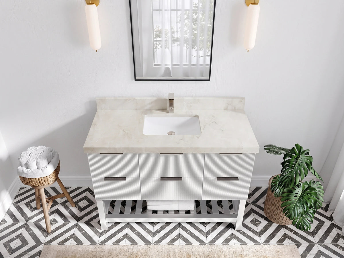 Catalina 48 in W x 22 in D Free Standing Reeded Single Sink Bathroom Vanity