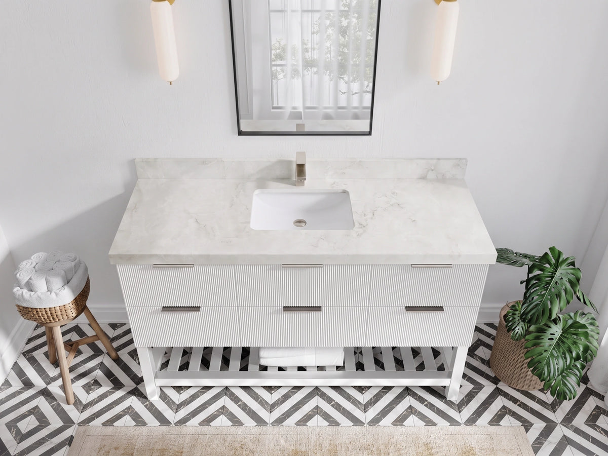Catalina 60 in W x 22 in D Free Standing Reeded Single Sink Bathroom Vanity