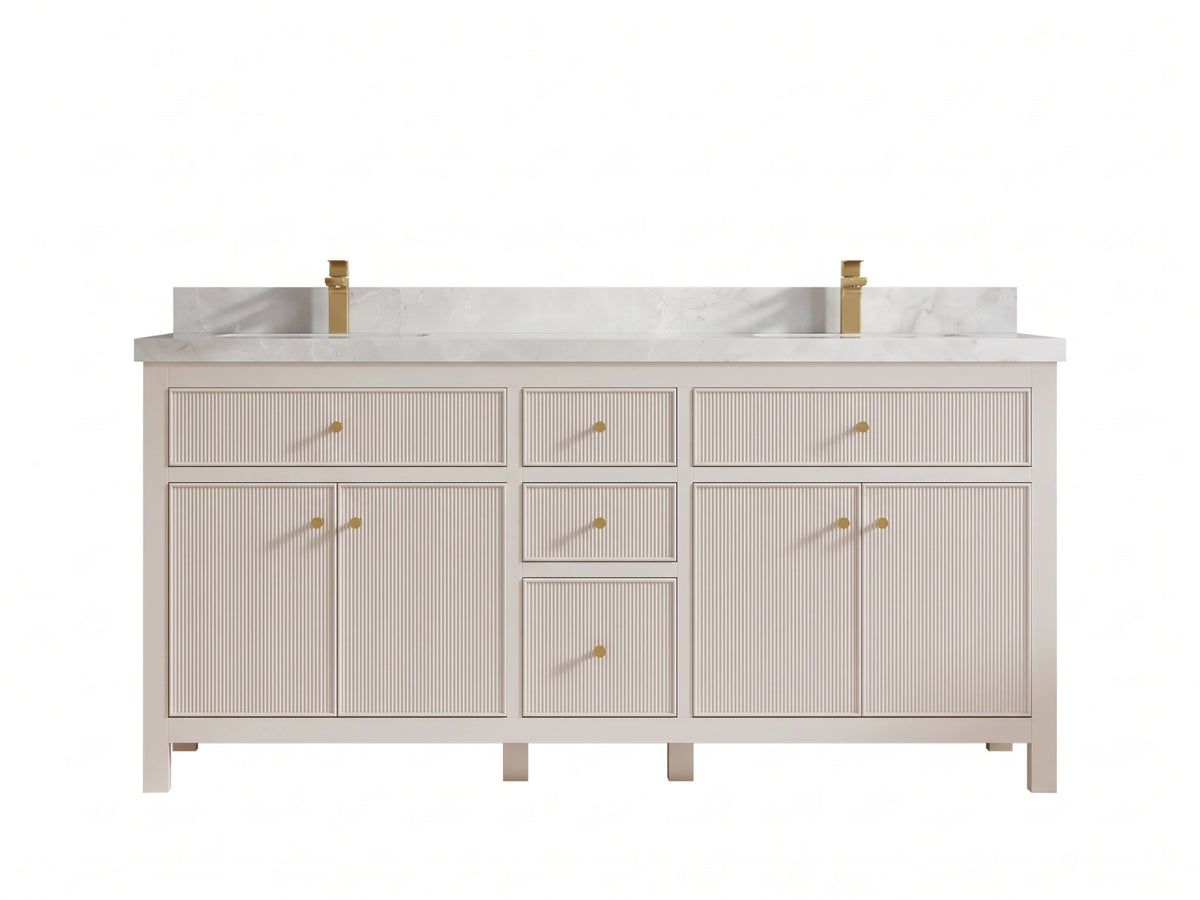 Sonoma 72 in W x 22 in D Free Standing Reeded Double Sink Bathroom Vanity