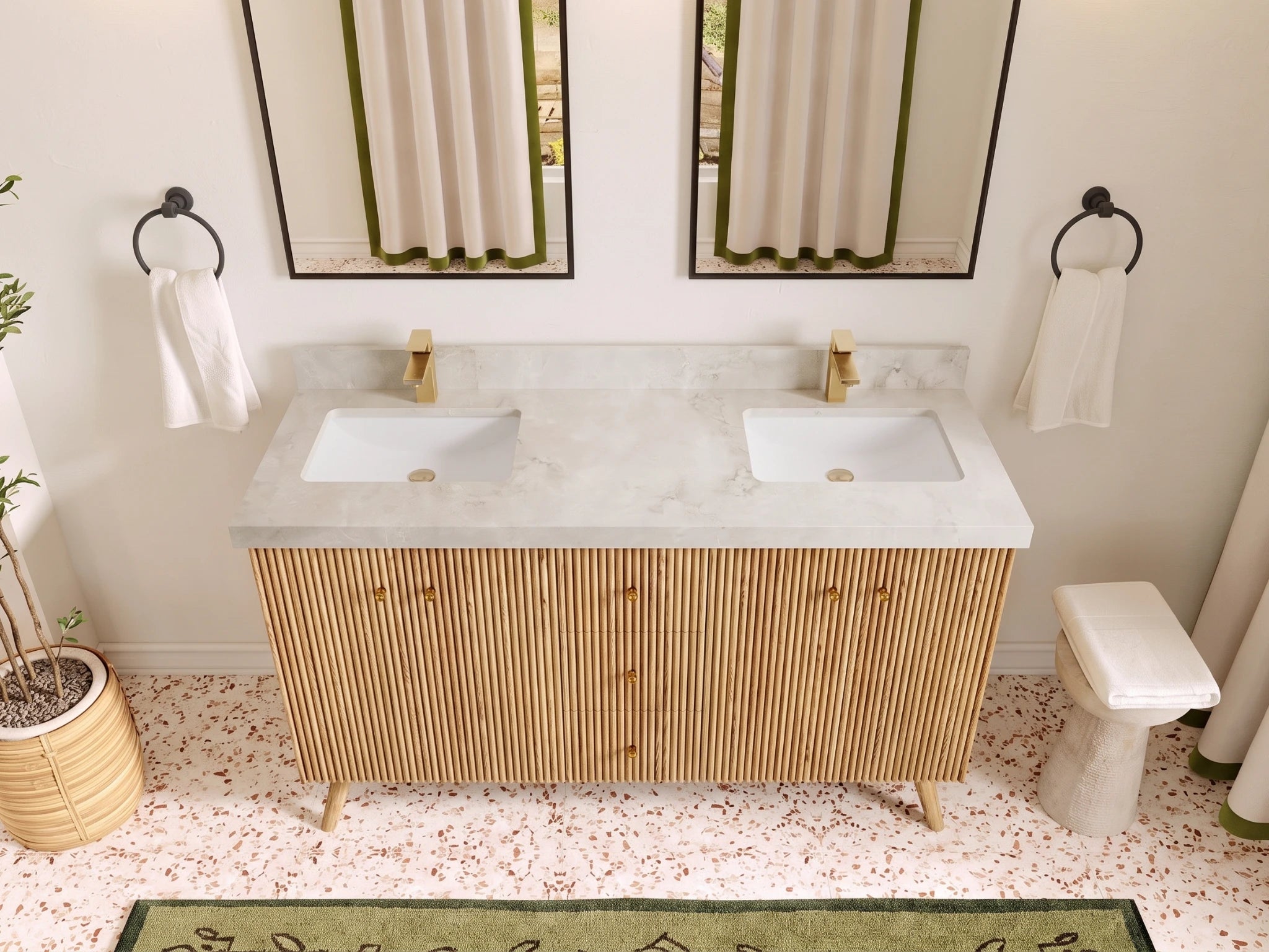 Pasadena White Oak 60 in. W x 22 in. D Double Sink Bathroom Vanity