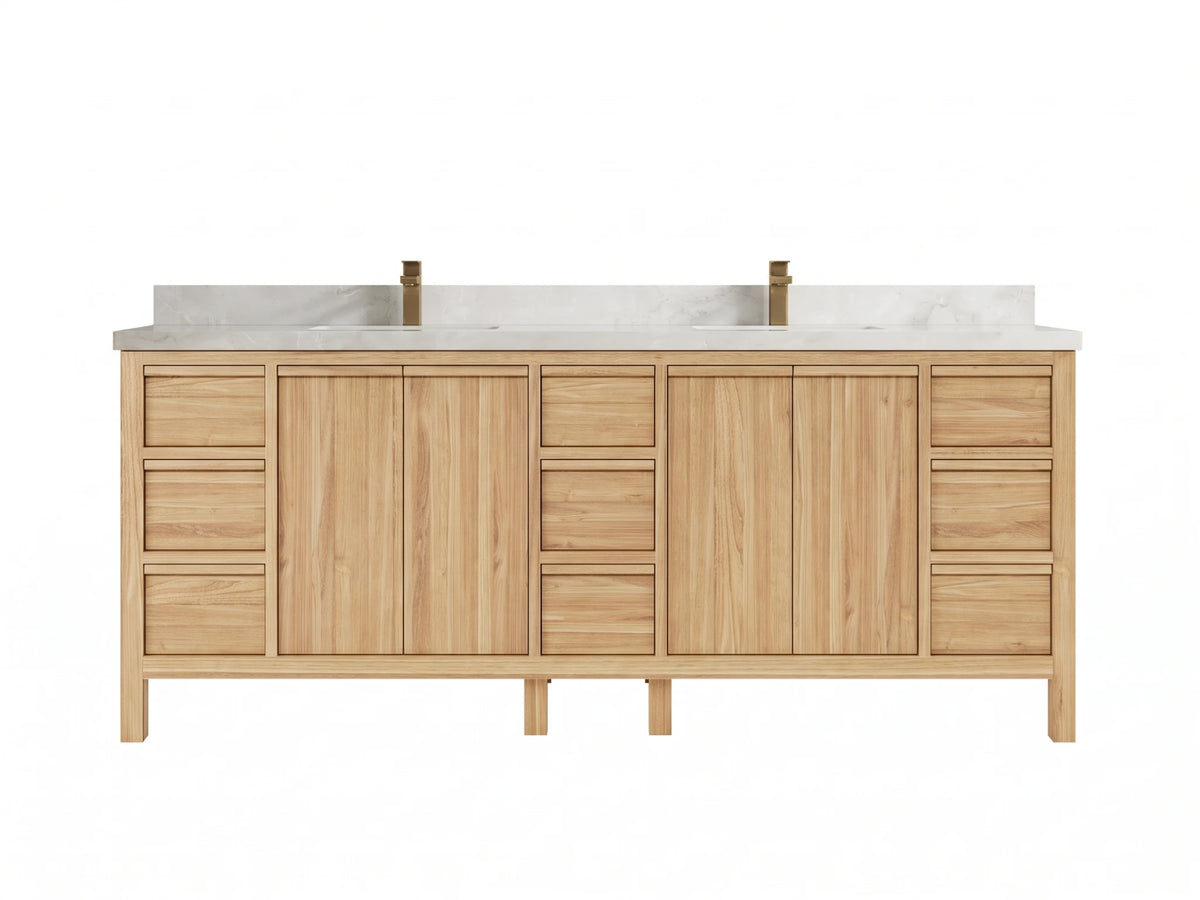Elizabeth Teak Wood 84 in. W x 22 in. D Double Sink Bathroom Vanity