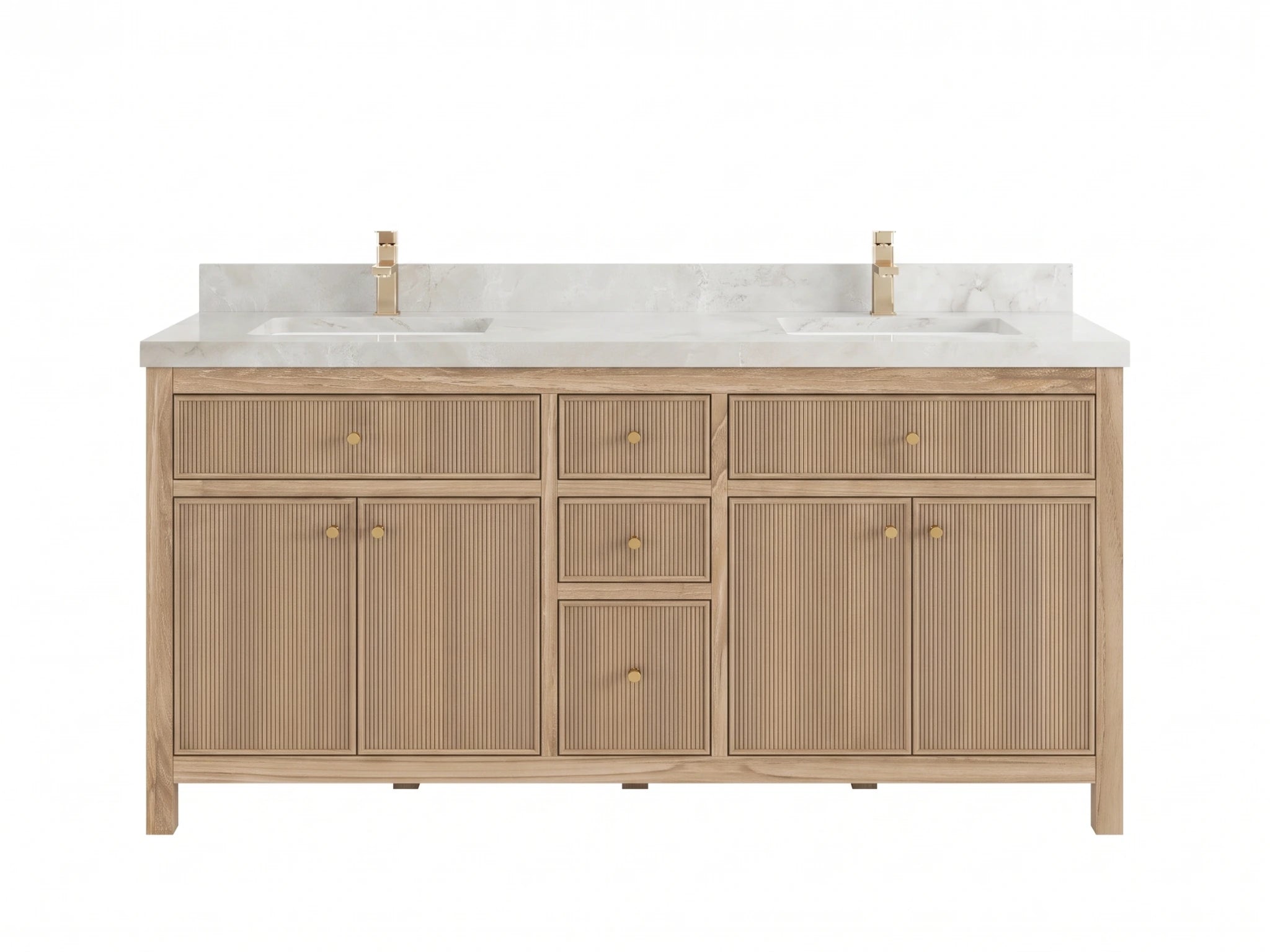 Sonoma Reeded Teak Wood 60 in. W x 22 in. D Double Sink Bathroom Vanity