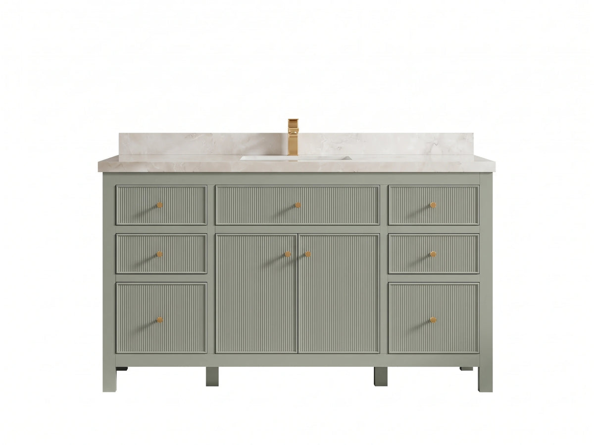 Sonoma 60 in W x 22 in D Free Standing Reeded Single Sink Bathroom Vanity