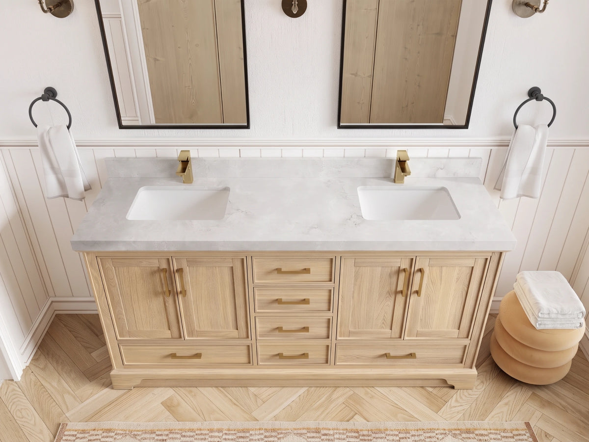 Charlotte White Oak 72 in. W x 22 in. D Double Sink Bathroom Vanity