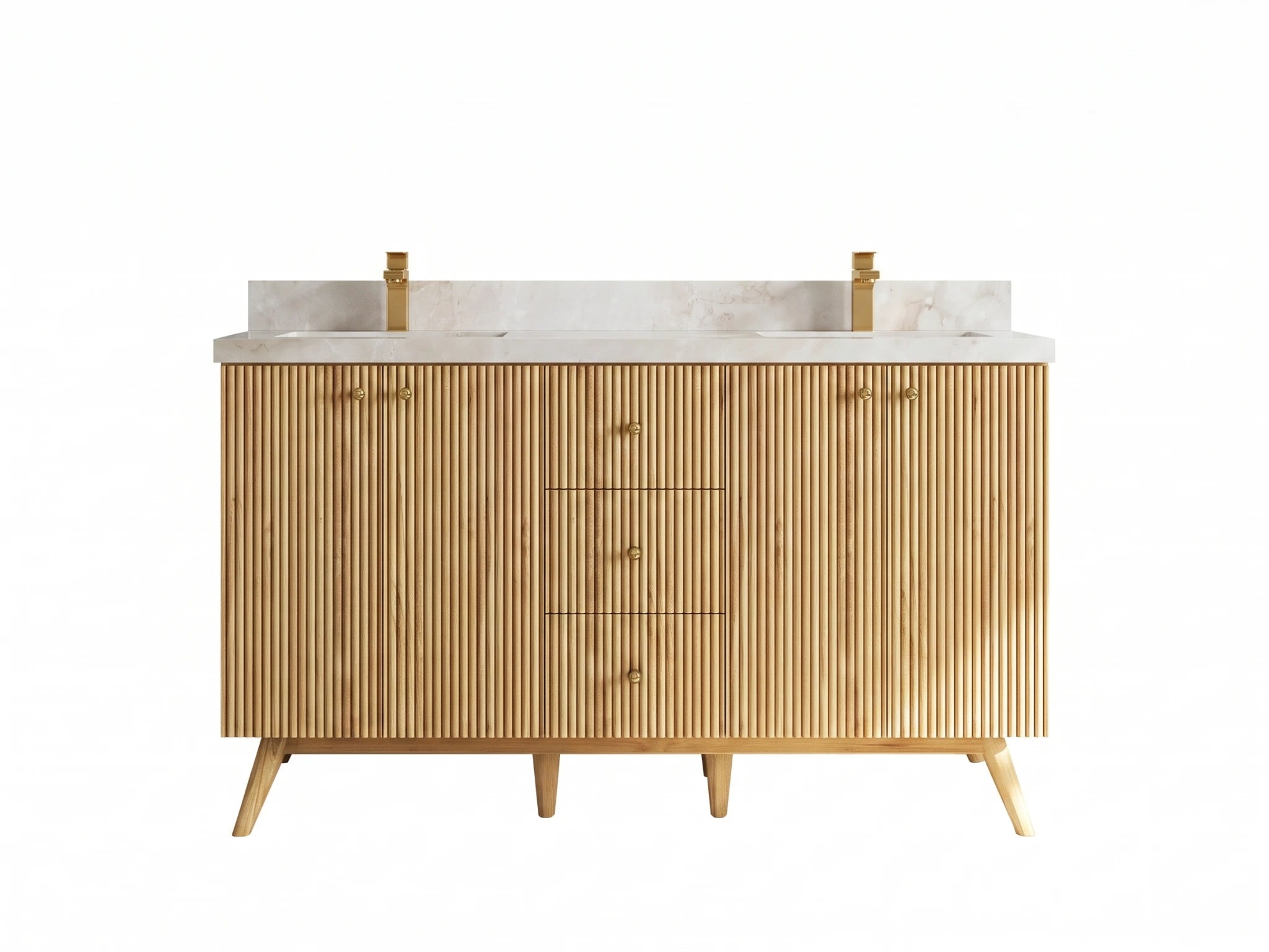 Pasadena Teak Wood 60 in. W x 22 in. D Double Sink Bathroom Vanity