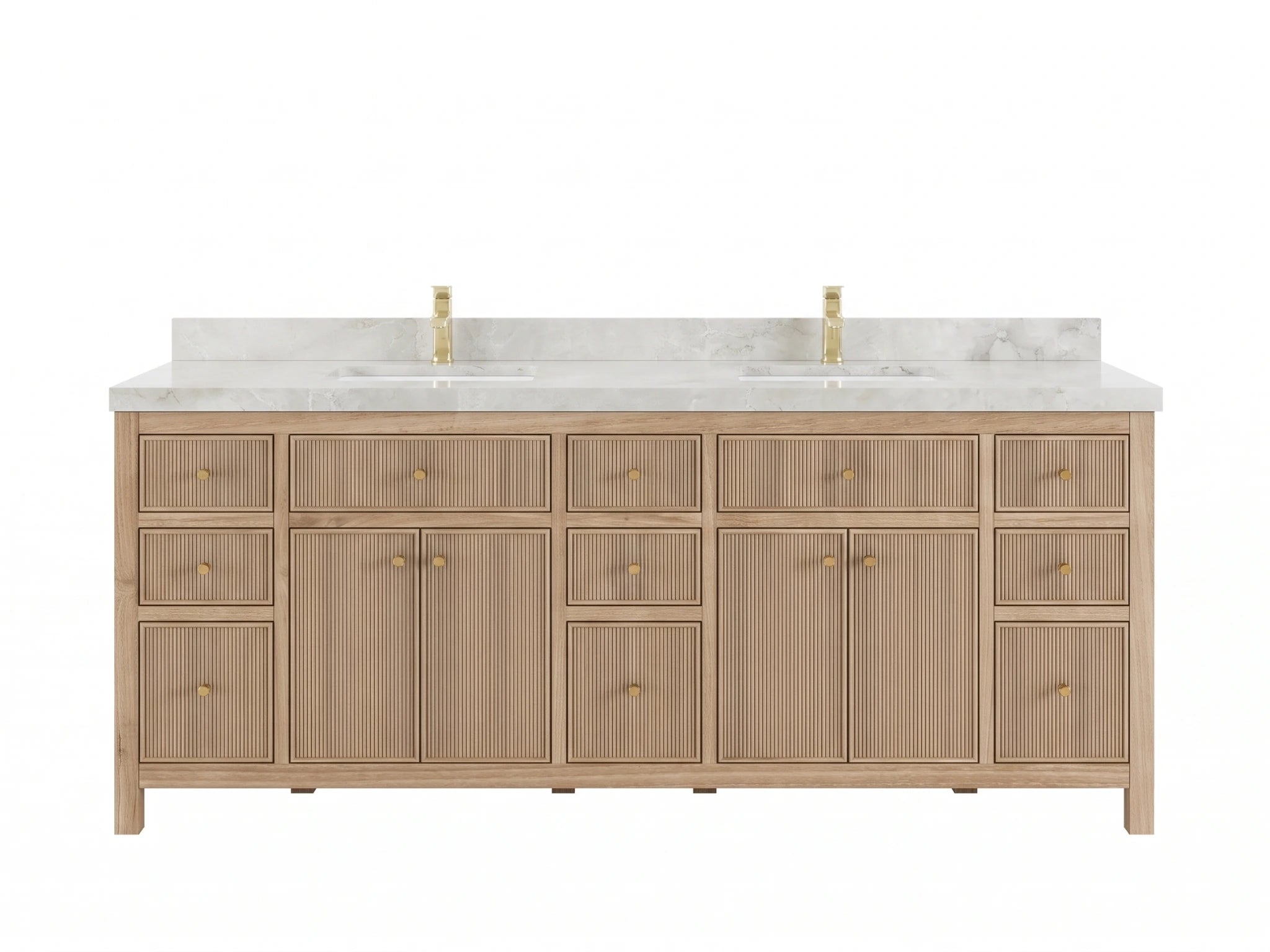 Sonoma Reeded Teak Wood 84 in. W x 22 in. D Double Sink Bathroom Vanity