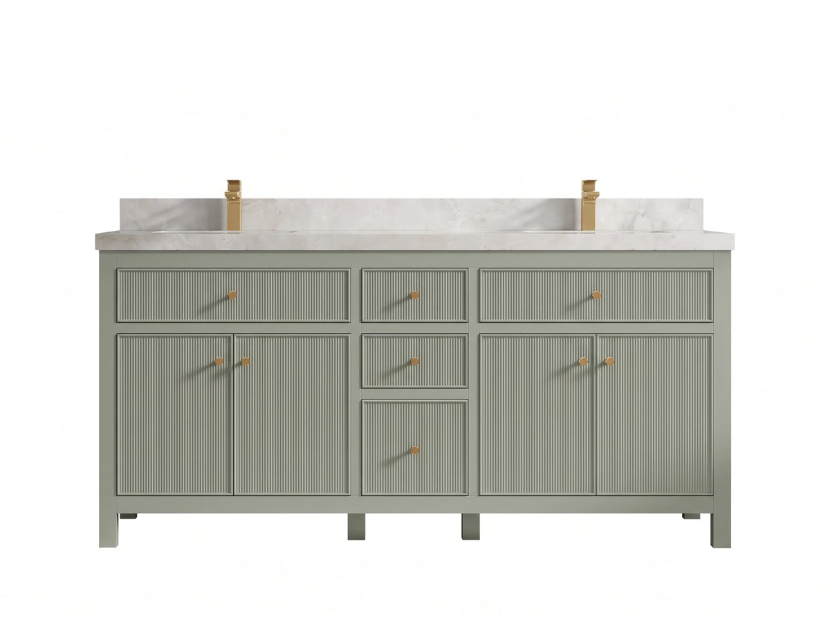 Sonoma 72 in W x 22 in D Free Standing Reeded Double Sink Bathroom Vanity