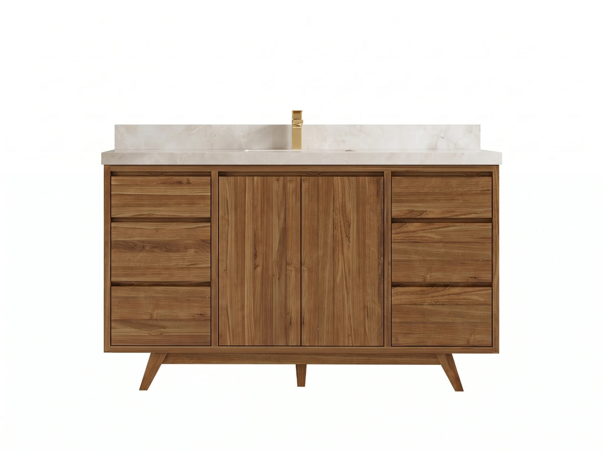 Madison Teak Wood 60 in. W x 22 in. D Single Sink Bathroom Vanity