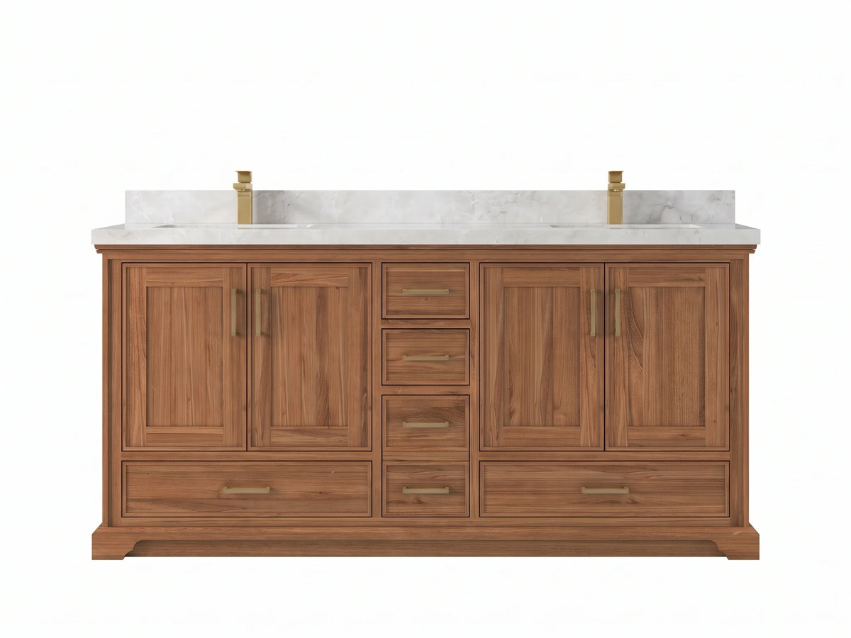 Charlotte Teak Wood 72 in. W x 22 in. D Double Sink Bathroom Vanity