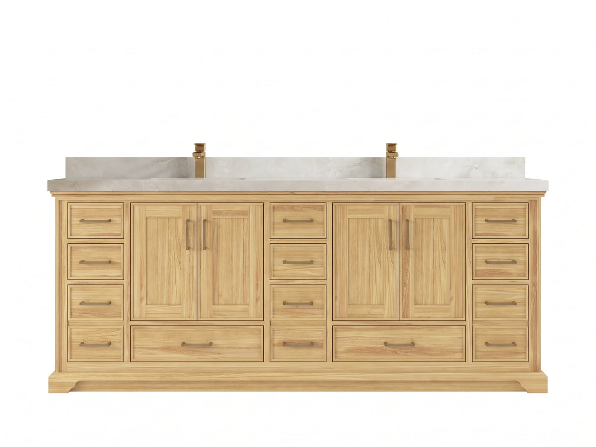 Charlotte Teak Wood 84 in. W x 22 in. D Double Sink Bathroom Vanity
