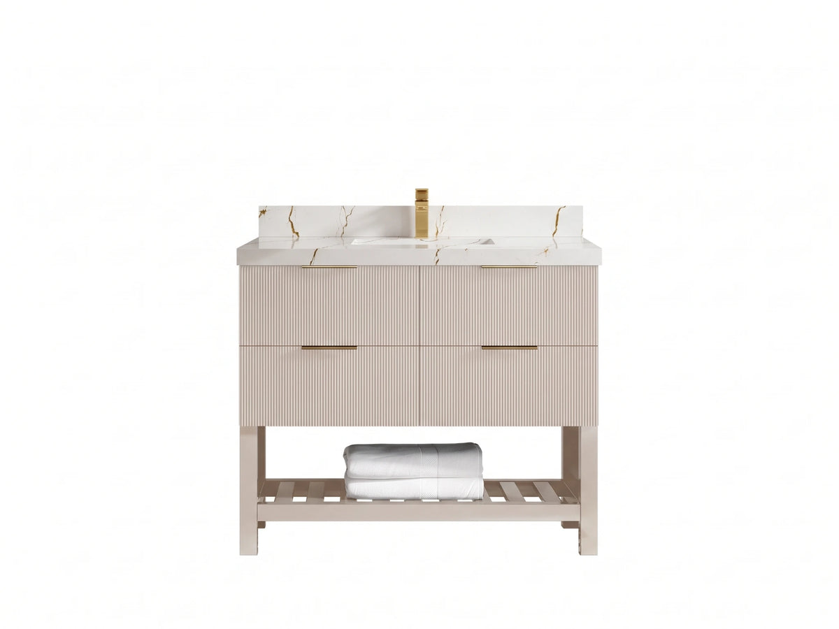 Catalina 42 in W x 22 in D Free Standing Reeded Single Sink Bathroom Vanity