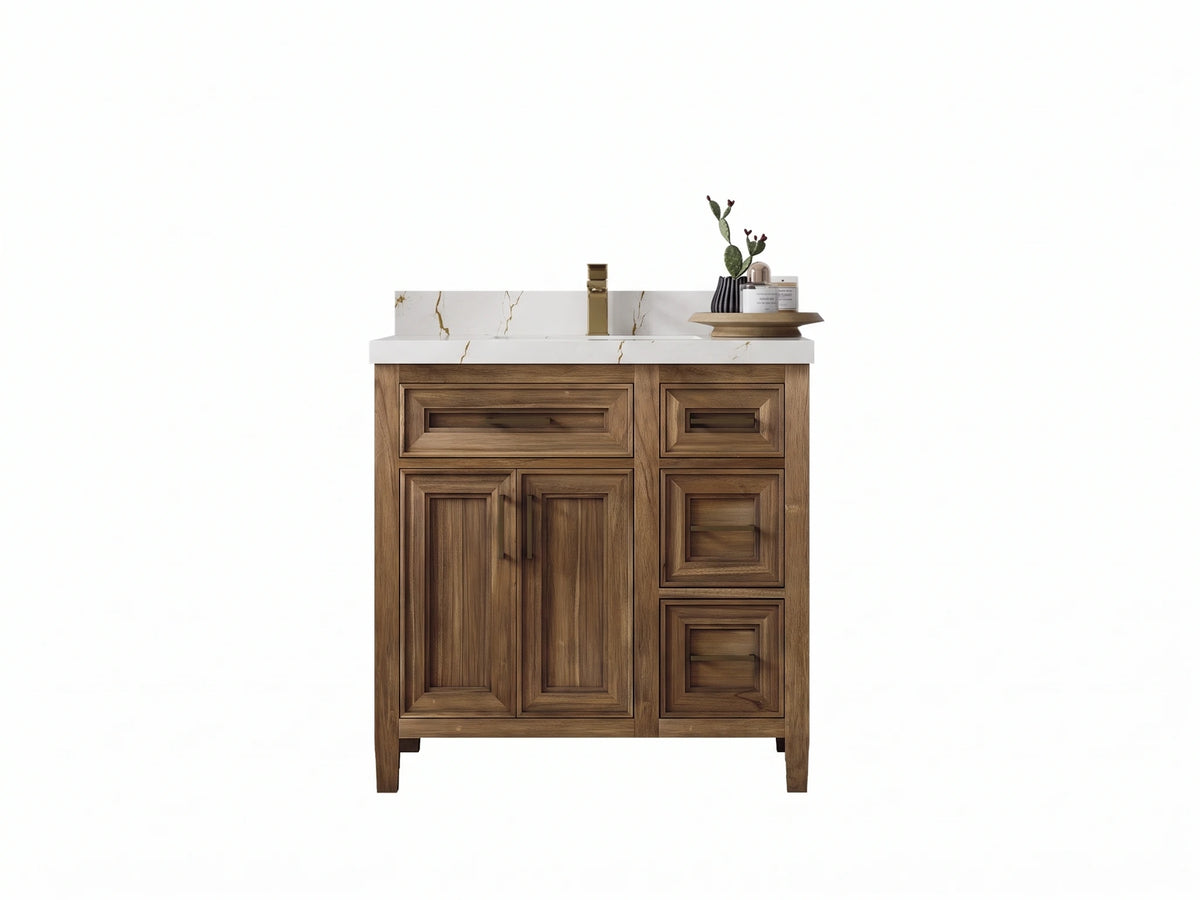 Santa Monica Teak Wood 36 in. W x 22 in. D Single Sink Bathroom Vanity