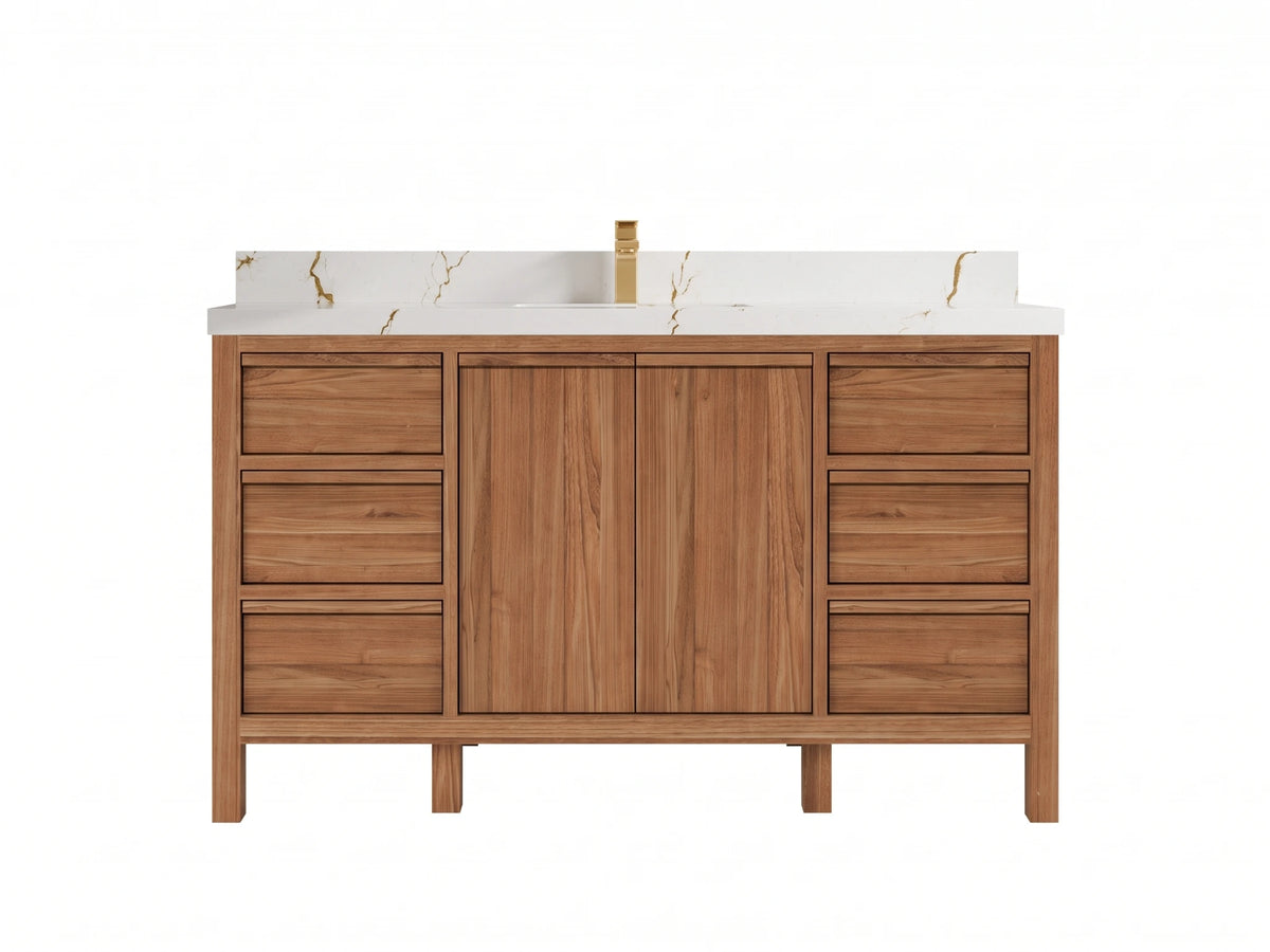 Elizabeth Teak Wood 60 in. W x 22 in. D Single Sink Bathroom Vanity