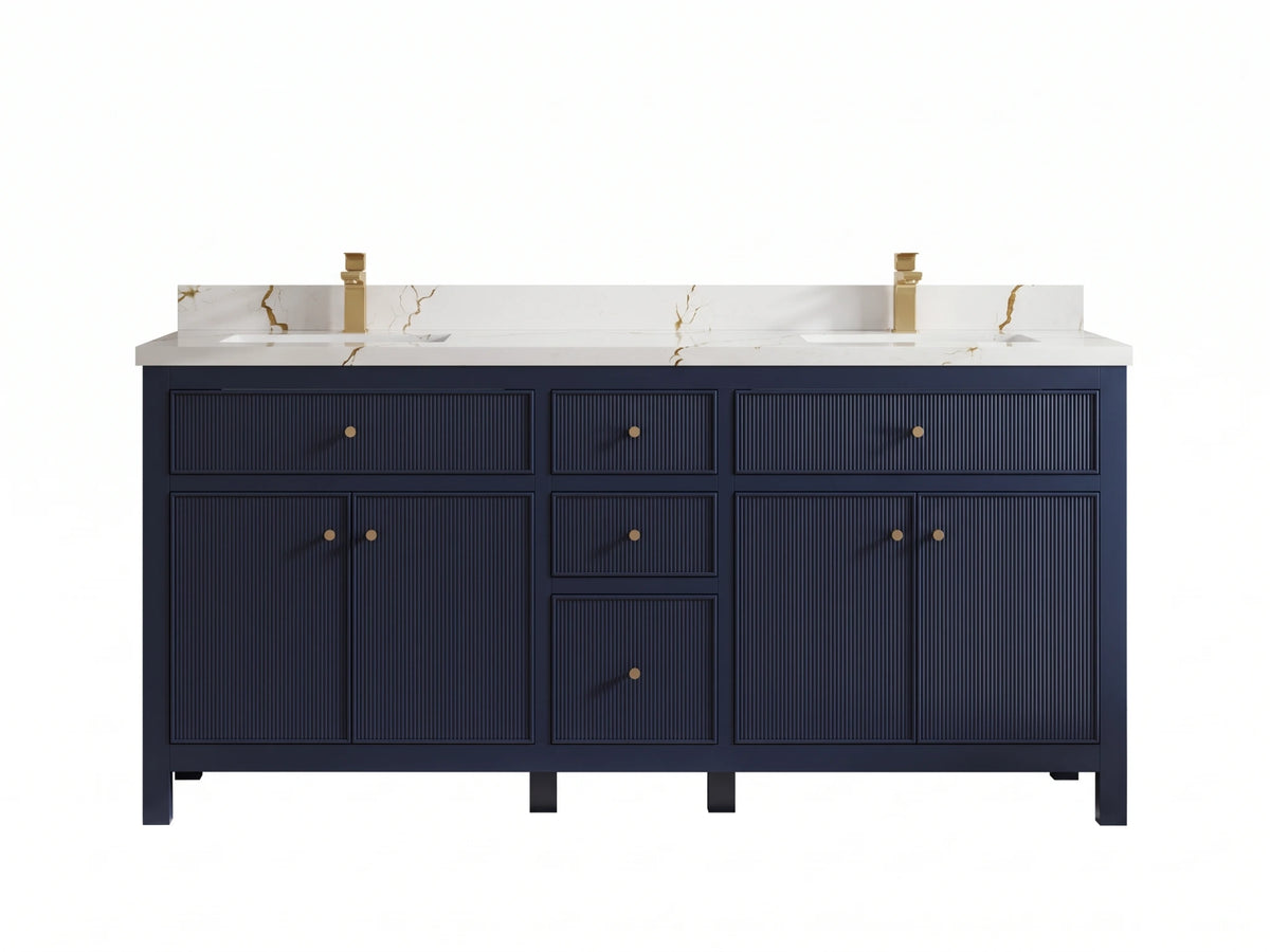 Sonoma 72 in W x 22 in D Free Standing Reeded Double Sink Bathroom Vanity