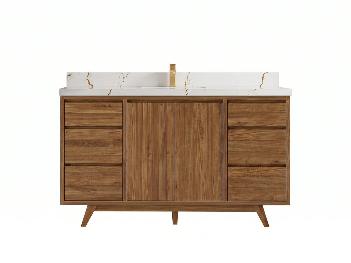 Madison Teak Wood 60 in. W x 22 in. D Single Sink Bathroom Vanity