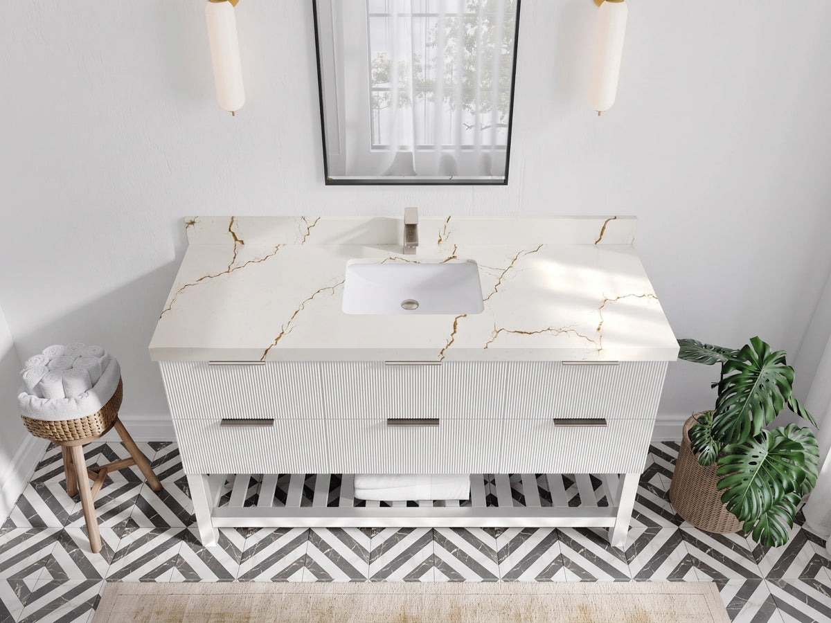 Catalina 60 in W x 22 in D Free Standing Reeded Single Sink Bathroom Vanity