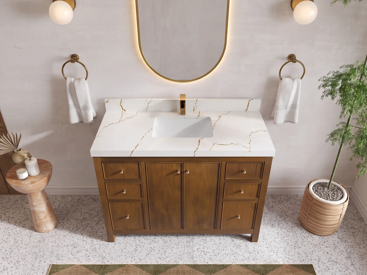 Chicago Teak 48 in. W x 22 in. D Single Sink Bathroom Vanity