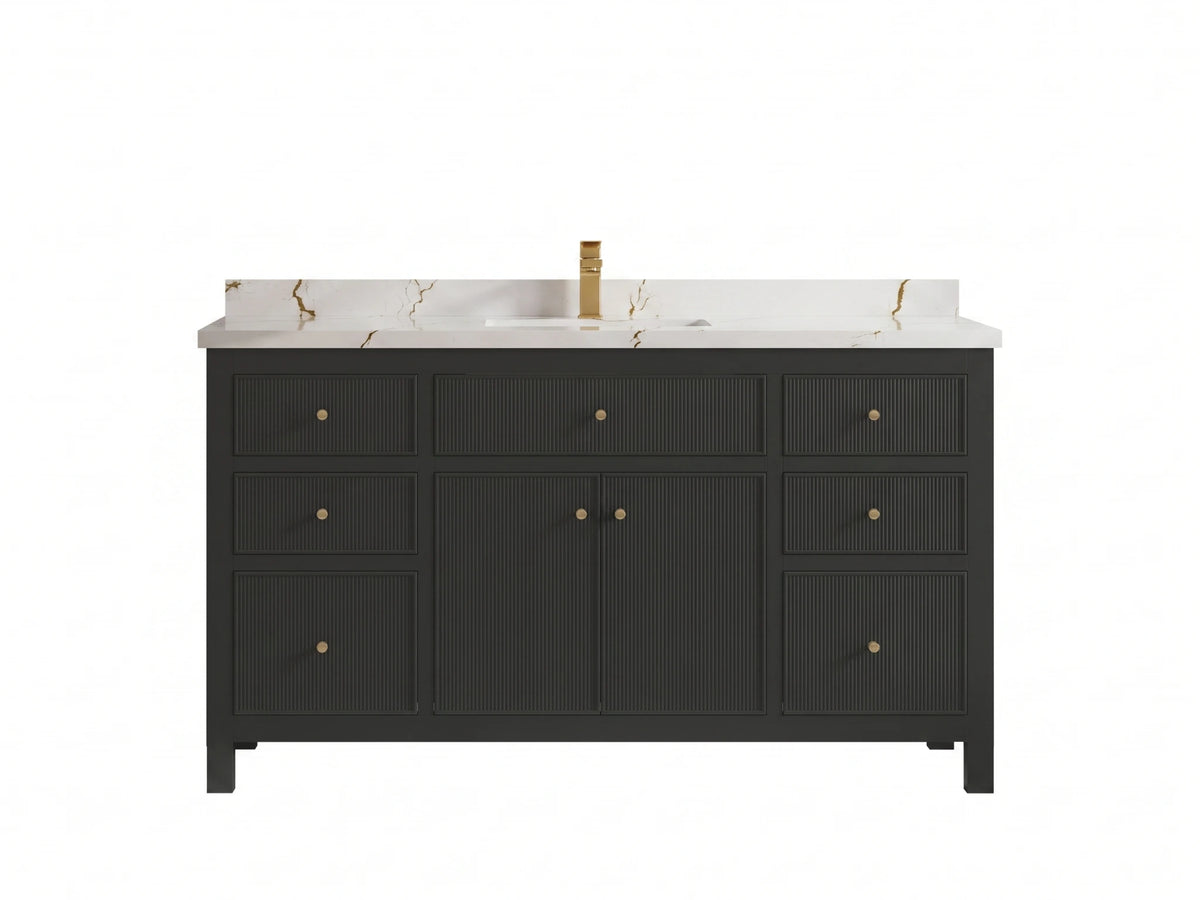 Sonoma 60 in W x 22 in D Free Standing Reeded Single Sink Bathroom Vanity